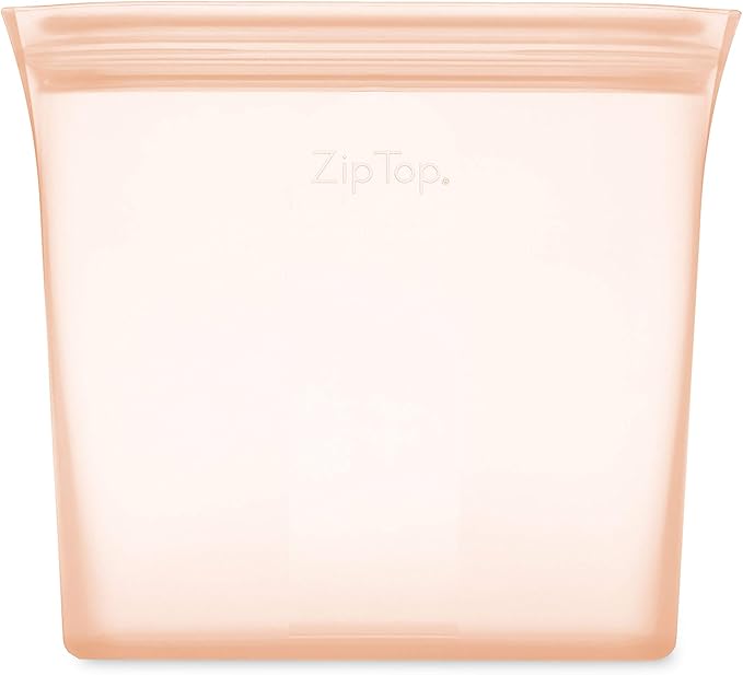 Zip Top Reusable Food Storage Bags | Sandwich Bag [Peach] | Silicone Meal Prep Container | Microwave, Dishwasher and Freezer Safe | Made in the USA