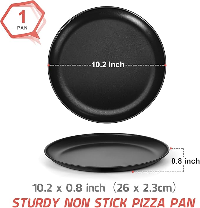 P&P CHEF Pizza Pan Bakeware for Home Kitchen, Stainless Steel Pizza Tray for Baking Pizza, Healthy & Reusable & Easy Clean, Oven & Freezer Safe, 10 Inch & Black