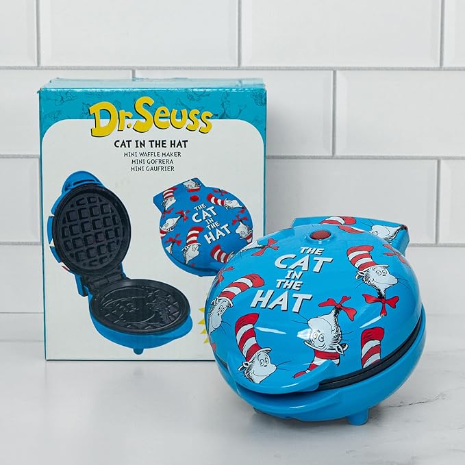 Uncanny Brands Cat in the Hat Mini Waffle Maker - Dr. Seuss Kitchen Appliance