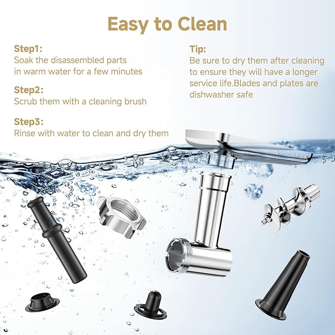 AAOBOSI Meat Grinder Electric 3000W Max with Touch Color Screen, Auto-Reverse & Built-in Storage - 3 Speed Settings,Grinding, Sausage & Kibbe Making for Home Use, Stainless Steel