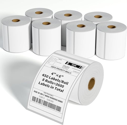 Thermal Shipping Labels, 4"x6" Direct Thermal Labels, FungLam Mailing Postage Shipping Label Compatible with Zebra, Munbyn, Rollo and Polono Printers,450 Labels/Roll, 8 Rolls.