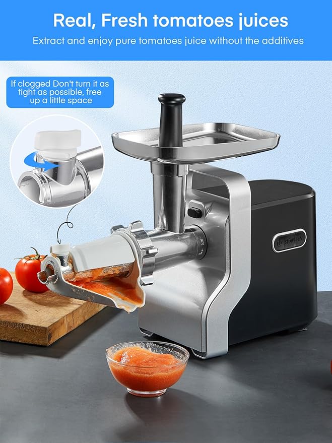 Meat Grinder Heavy Duty, 3000W Max Ultra Powerful, 5 in 1 HOUSNAT Multifunction Electric Meat Grinder, Sausage Stuffer, Slicer/Shredder/Grater, Kubbe & Tomato Juicing Kits, Home Kitchen Use