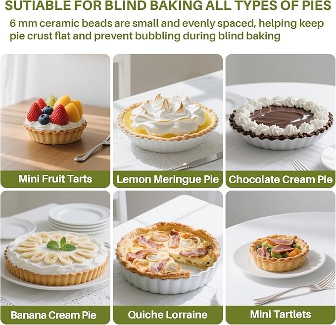 Sukh Pie Weights for Baking - 0.92LB Pie Crust Weights Ceramic Baking Beans for Blind Reusable Natural Ceramic Stoneware Homemade Kitchen Must Have Round Household Steam Oven Stone,0.24 Inch