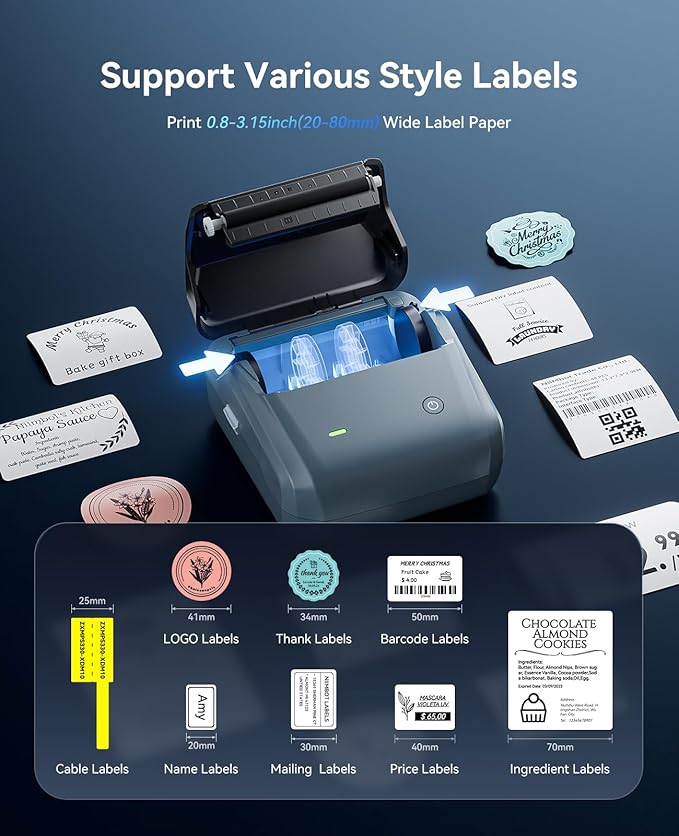 NIIMBOT B31 Label Maker, Thermal Label Printer with Auto Identification, Bluetooth Label Machine Easy to Use for Office, Home, Business, Sticker Maker with a Roll of 3 x 1.57 inch Label/Roll