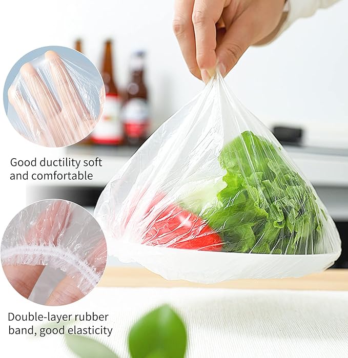 Homelove 100pcs Plastic Bowl Covers Food Cover Dish Covers, Reusable Elastic Stretch Fresh Keeping Bags, Kitchen Dining Plate Bread Proofing Food Storage Covers, Universal Kitchen Plastic Wrap