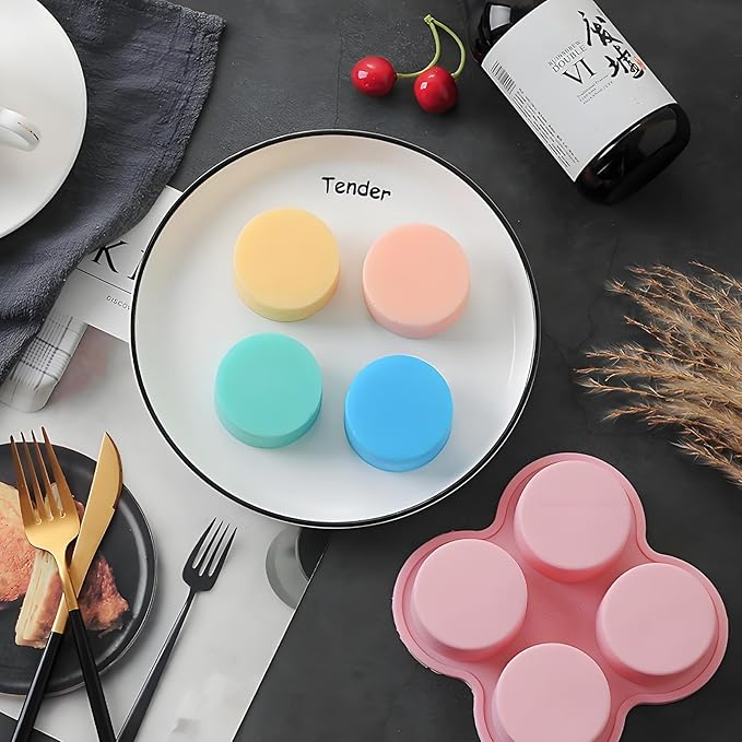 HUIKANGSHENG 2 Pack Air Fryer Egg Bite Molds, 4-Cup Silicone Mini Round Muffin Pans for Oven, Air Fryer & Pot, Reusable Non-Stick Baking Molds (Pink)