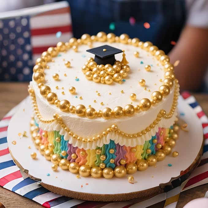 Gold Pearl Sprinkles,Candy Pearls for Baking,Sprinkle Mix Size,Edible Sugar Cake Decorations,Cupcake Toppers,Cookie Decorating,Donuts Ice Cream Decorating,Wedding Birthday Party Valentines Christmas Supplies,130g/4.58oz