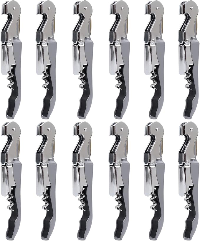 RECUTMS 12 Pack Wine Opener Corkscrews for Wine Bottles Heavy Duty Stainless Steel with Foil Cutter Small Stainless Steel Gift for Home Wedding Party Bartenders Servers Waiter（gray）