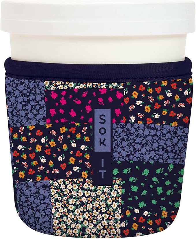 Sok It IceCreamSok Insulated Neoprene Cover (Flower Patch, Tapered Ice Cream Pints)