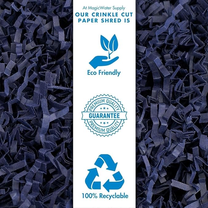 MagicWater Crinkle Cut Paper for Gift Baskets - 2LB - Navy Blue - Perfect for Shredded Paper Filler, Basket Filler, Gift Boxes, Bridesmaid Gifts, Halloween Stuffers & More – Ideal for All Occasions
