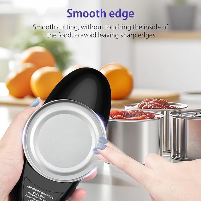 Electric Can Opener, Automatic Handheld One-touch Can opener, Smooth Edge Kitchen Gadget Can Openers for Seniors with Arthritis
