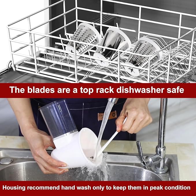 Updated Shredder Cheese Grater Attachment for KitchenAid Stand Mixers, Salad Machine with Vegetable Slicer, Salad Maker, Food Slicers Slicer Shredder Attachment with 4 Blades Dishwasher Safe