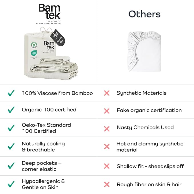 100% Viscose from Bamboo Sheets Queen Size, Super Soft Bedding Set, 4PC Cooling Sheets for Hot Sleepers, Vegan Silk Moisture Wicking, Organically Grown Bedsheet - Ivory - 60" x 80"