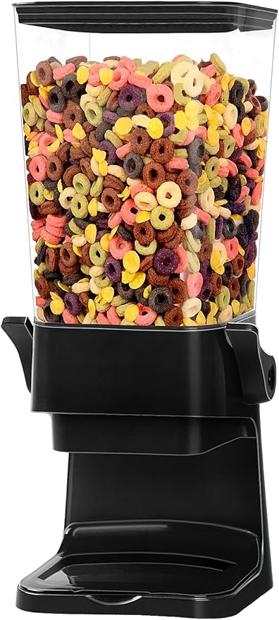Cereal Dispenser Countertop,5.5L Cereal Containers Storage Dispenser for Pantry,Dry Food Storage Rice Containers,Candy Dispenser,Snack Organizer Machine for Grains, Nuts,Oatmeal, Pet Food Black