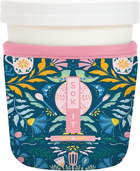 Sok It IceCreamSok Insulated Neoprene Cover (Wild-Flour, Tapered Ice Cream Pints)