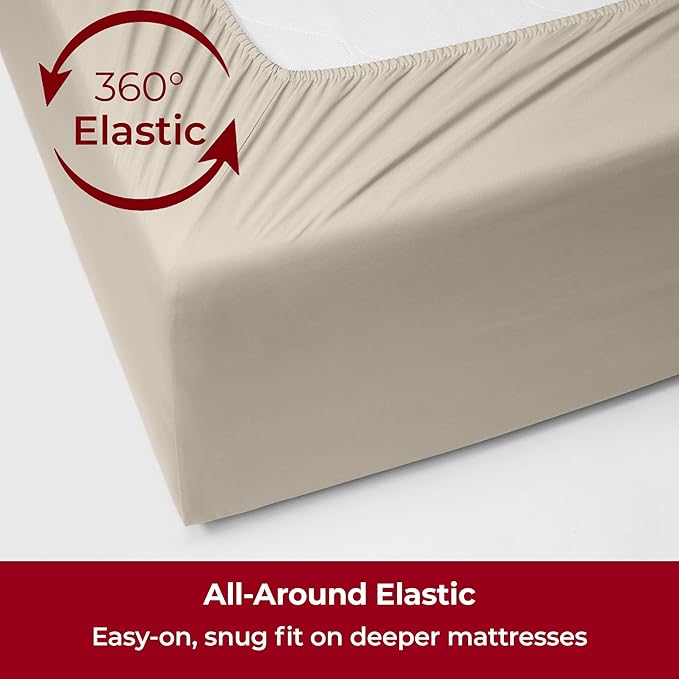 Mellanni Extra Deep King Sheets - 4 PC Iconic Collection Bedding - Hotel Luxury, Ultra Soft, Cooling Bed Sheets - Wrinkle, Fade, Stain Resistant (King, Golden Ivory)