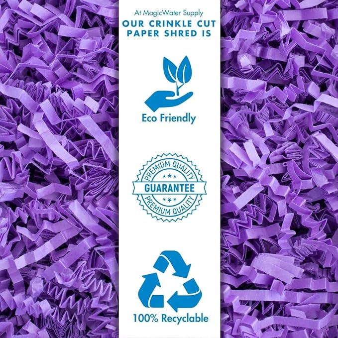 MagicWater Crinkle Cut Paper for Gift Baskets - 2LB - Purple - Perfect for Shredded Paper Filler, Basket Filler, Gift Boxes, Bridesmaid Gifts, Halloween Stuffers & More – Ideal for All Occasions