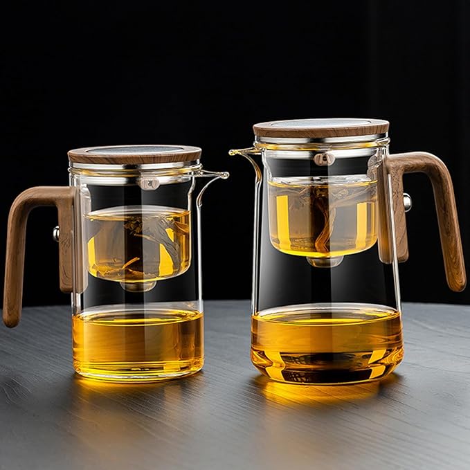 Enchanti Tea Pot, Witchcraft Magic Glass Teapot with Infuser Strainer and Lid for Loose Leaf Tea Herbal, Magnetic Water Separation Tea Maker Kettle Clear Enchantipot (600ml)