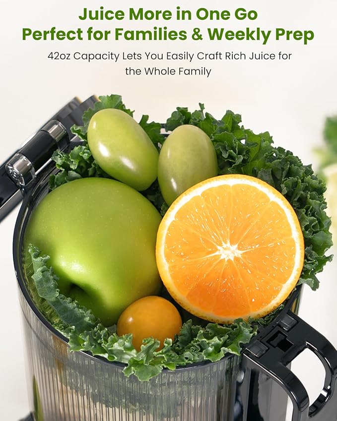 LINKChef Cold Press Juicer Machines for Vegetables and Fruits, 4.35" Wide Chute Masticating Juicer with Pulp Separator, Easy to Clean, BPA-Free, Compact Electric Slow Juice Extractor for Whole Fruit