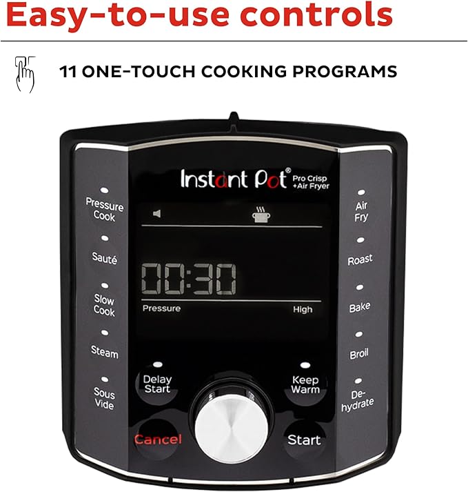 Instant Pot Pro Crisp 11-in-1 Air Fryer and Electric Pressure Cooker Combo with Multicooker Lids that Air Fries, Steams, Slow Cooks, Sautés, Dehydrates, & More, Free App With Over 800 Recipes, 8 Quart