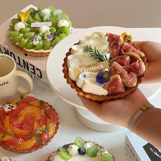 5 Inch Quiche Pans 6 Pack, Round Mini Tart Pans with Removable Bottom. Small Egg Tart Molds with Non-Stick Coating, Rugged Carbon Steel for Tart Shells Desert Making Christmas Festival Party