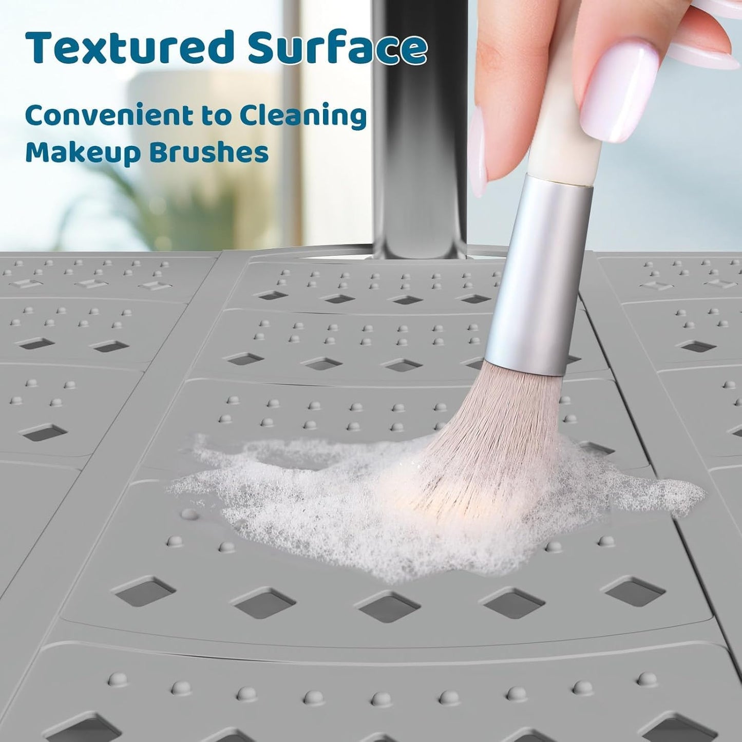 Bathroom Sink Cover for Counter Space, Sink Mat Foldable Sink Cover, Silicone Makeup Organizer Mat Space Saver, Small Bathroom & Rv Camper Travel Must Haves Accessories, Grey