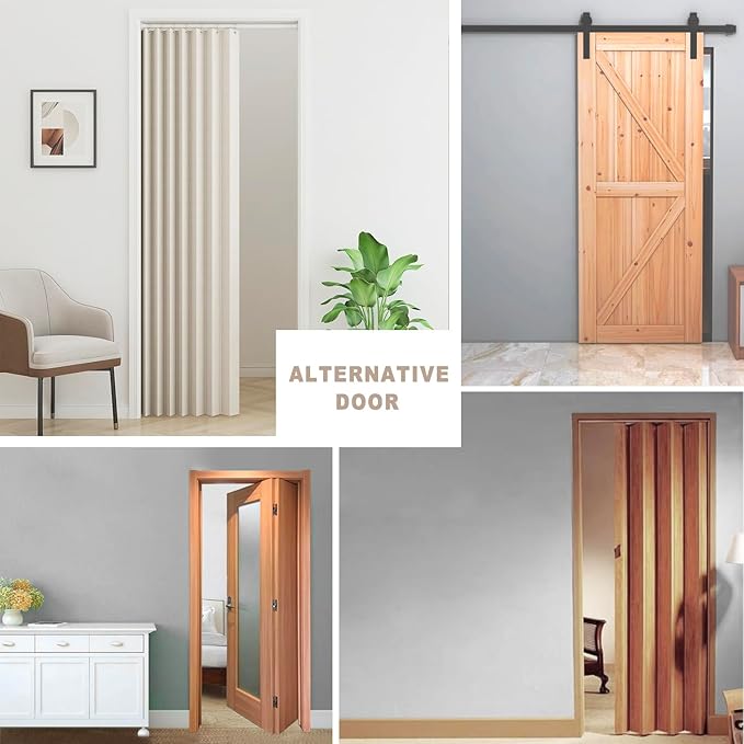 Vatge Accordion Style Door Curtains for Doorways - Laundry Room Curtains for Doorway, Folding Accordion Doors for Closets with No Door, 1 Panel with Tieback, W52 x L78, Beige