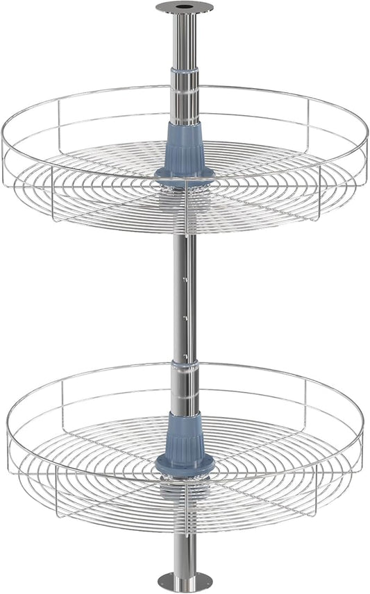 Dowell 18" Round Lazy Susan, 2 Shelves, Kitchen Wall Corner Cabinet Organizer (Chrome 4001 360D)
