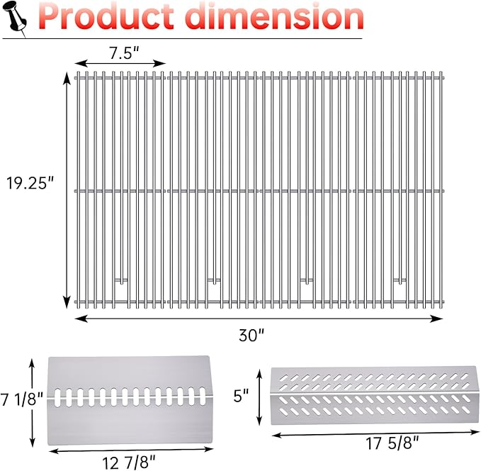 16GA Grill Heat Plates 9MM 16517 Grill Grates for 16631 16520 Bull Grill Replacement Parts, BBQ Bull Angus 4 Burner 47628 47629, Bull Outlaw 26038 26039, Steer Premium 69008, Lonestar 87049