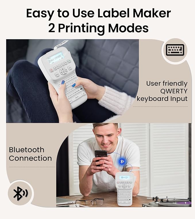 Label Maker Machine with-Tape, Handheld Rechargeable Label Maker with Keyboard, Simple Portable Labeler Machine with Backlit Screen, Labeling Machine for School Home Storage Office Organizing