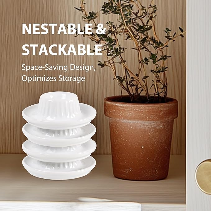 INGOFIN 2 Pcs Ceramic Egg Cups, Soft Boiled Egg Holders Set, Classic Porcelain Stackable, Easy to Clean Tray, Decorative Serving Dish for Breakfast, Easter or Kitchen, White