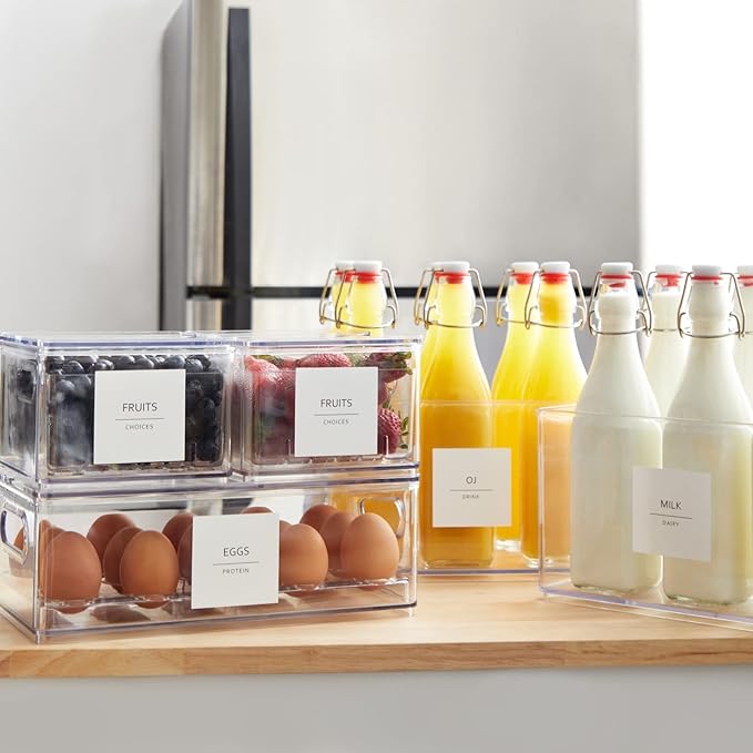 Talented Kitchen 157 Minimalist Style Fridge and Pantry Labels for Containers - Preprinted Kitchen and Refrigerator Organization Stickers for Jars, Food Containers (Black Print on White Matte Backing)