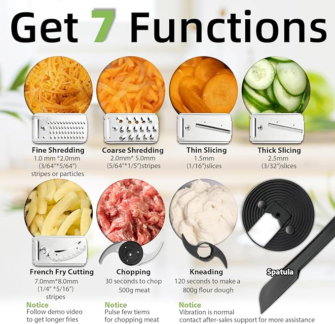 14-Cup Lemon Slicer Food-Processor - Large Feed Chute, 13 Speeds & Pulse, 3 Programs，Cheese Shredding, Cutting Fries, Meat Chopping, Shredding and Slicing, Mixing and Doughing, for Home Use