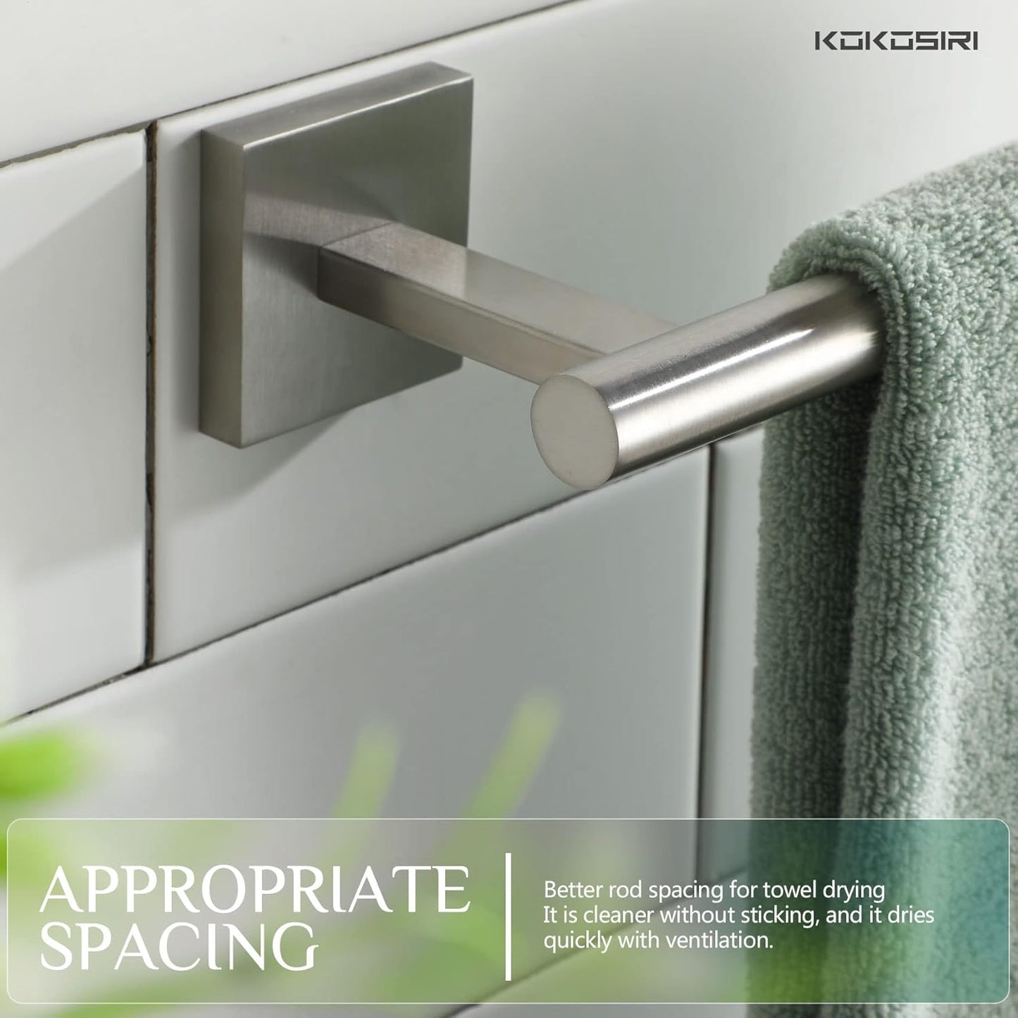 KOKOSIRI Bathroom Hand Towel Holder Brushed Nickel Bathroom Hardware, Suitable for Wall Mounted Towel Bar Screw in Stainless Steel, B3008BR