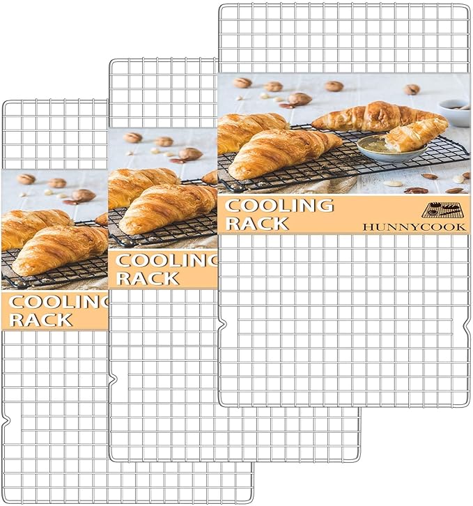 15.8”×9.8” Cooling Rack, 3P Stainless Steel Baking Rack, Oven Safe Cooling Racks for Cooking and Baking, Silver Roasting Rack & Wire Rack & Cookie Cooling Rack for Roasting, Grilling, Drying
