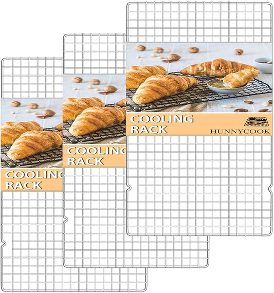 15.8”×9.8” Cooling Rack, 3P Stainless Steel Baking Rack, Oven Safe Cooling Racks for Cooking and Baking, Silver Roasting Rack & Wire Rack & Cookie Cooling Rack for Roasting, Grilling, Drying