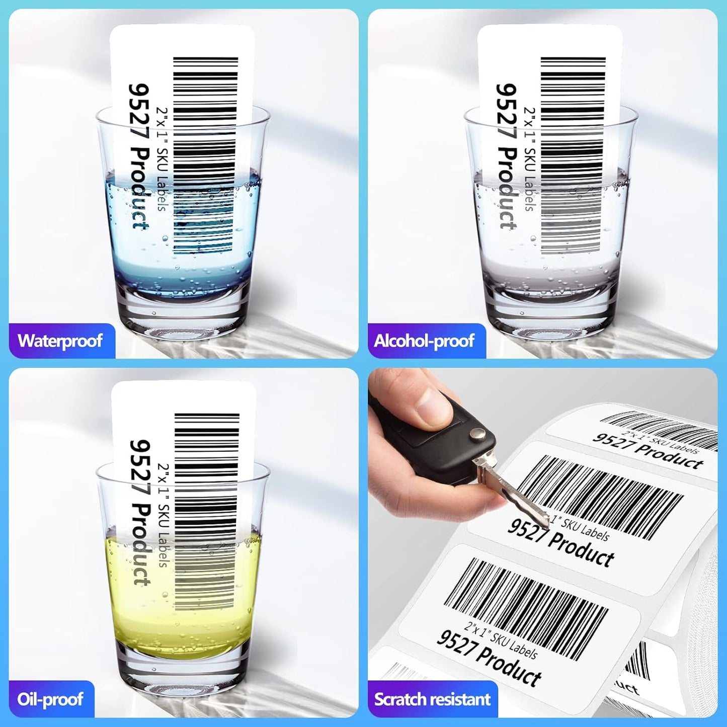 9527 Product 2" x 1" Sticker Labels, 12,000 Direct Thermal Labels, 12 Rolls