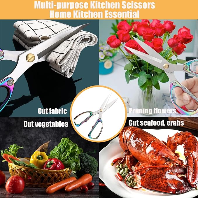 2-Piece Kitchen Shears Set, Heavy Duty Professional Poultry Meat Scissors,Multi-Purpose Stainless Steel, Dishwasher Safe