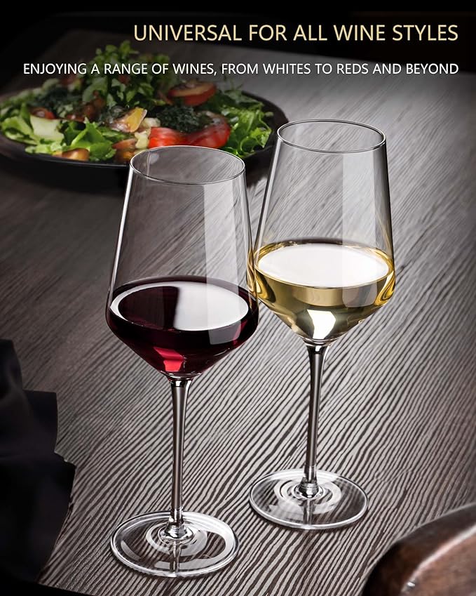 JBHO 17 oz Lead-Free Wine Glasses Set of 4, Hand Blown Durable Crystal Wine Glasses for Daily Use and Hosting Guests, Thin Rim for Serving Red and White Wine, Gift packing for any occasion