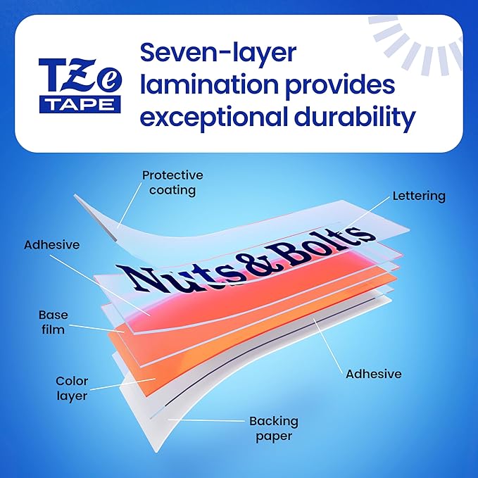 Brother TZe135 Laminated Tape, 1/2 Inch, White on Clear