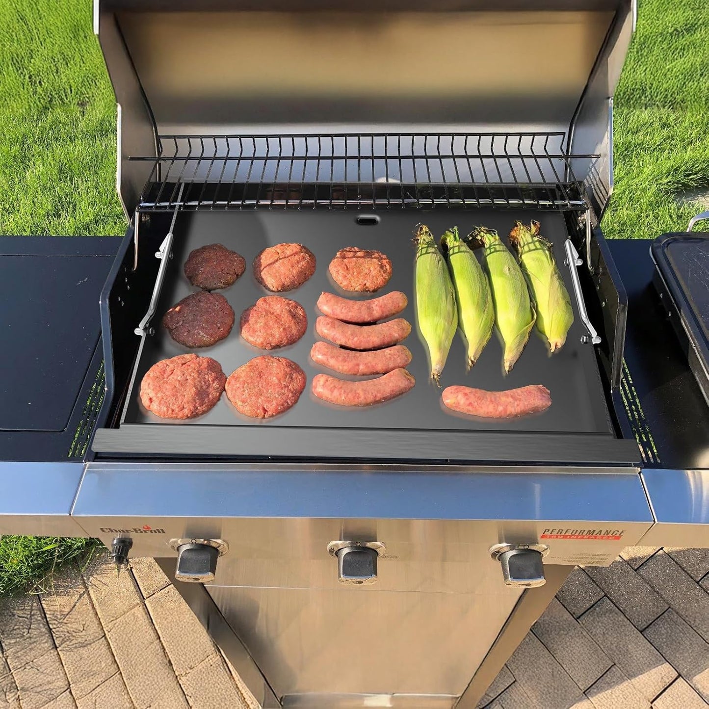 463367016 Full Size Griddle Insert for Charbroil Tru-Infrared 3 Burner 463242516 463346017 466242615 466242616, Carbon Steel Flat Top Griddle Plate for Charbroil Commercial G466-0025-W1, G472-0028-W1