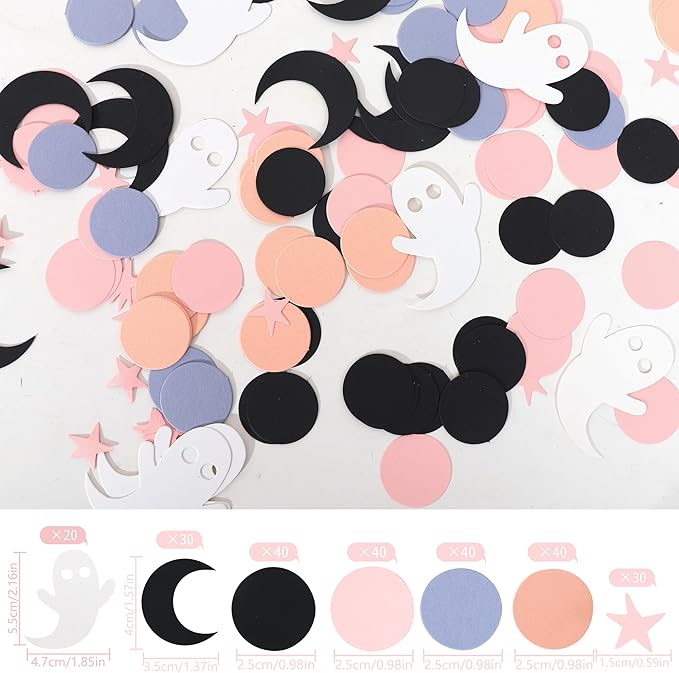 230psc Halloween Spooky Confetti - Pink Halloween Confetti, Spooky One Two Spooky Birthday Decorations, Halloween Table Decor, Girls Ghost Confetti
