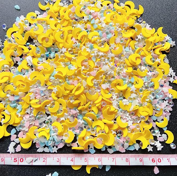 EHOPE Fake Sprinkles Resin Sprinkles Fake Candy Sprinkles Clay Sprinkles Polymer Sprinkles Polymer Clay Slices for Nail Art DIY Crafts Cake Phone Case(40G-Moon+Zuan-22)