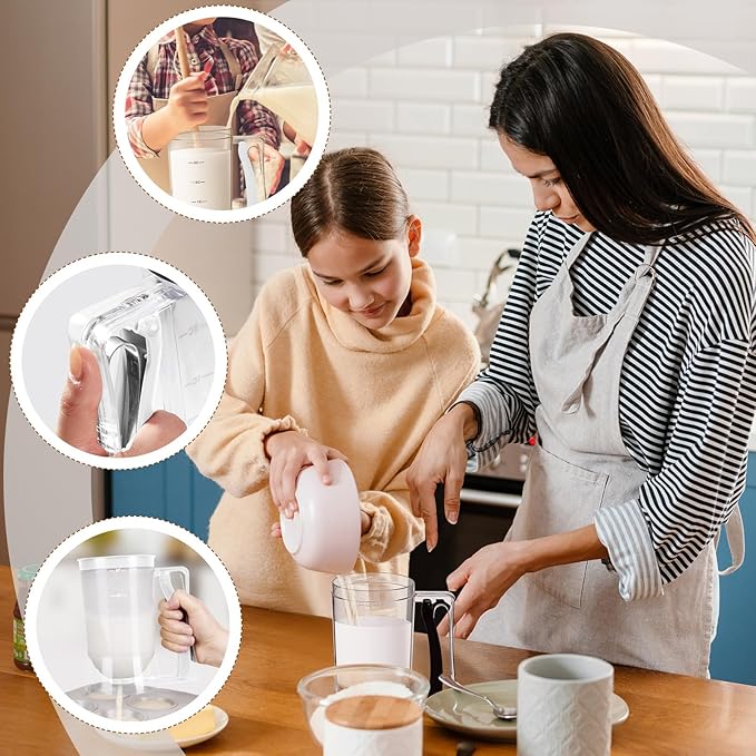 2 Pcs Cupcake Batter Dispenser Pancake Mix Dispenser 4 Cups with Squeeze Handle Tools for Pancake, Cupcake, Cookie, Cake, Waffles, Ice Cream Baking Gifts for Kitchen Housewarming (White)