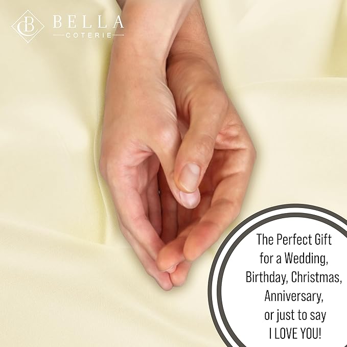 Bella Coterie Luxury Bamboo Viscose Split King Size Sheet Set | 100% Organically Grown | Ultra Soft | Cooling for Hot Sleepers | 18" Deep Pocket [Lemonade]