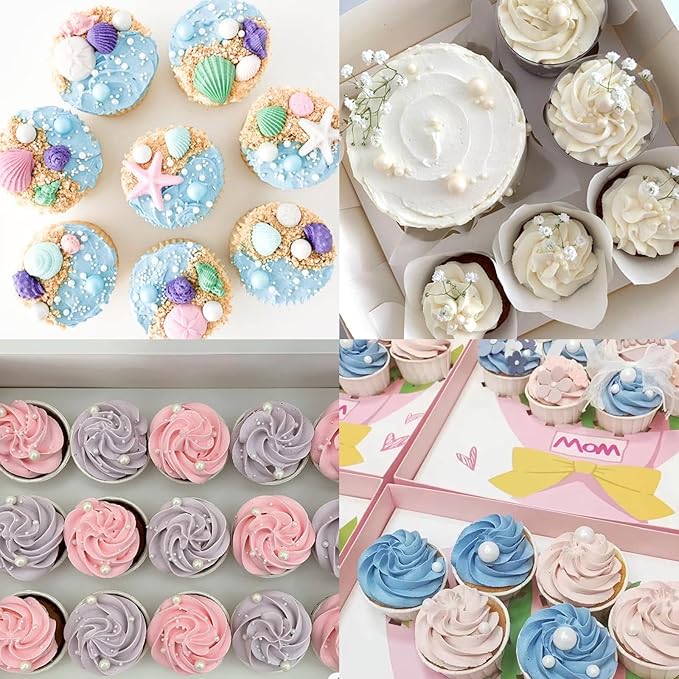 Edible Pearl Sugar Sprinkles White Candy Pearls Baking Decorations 10mm 130g/4.58 Oz White Sprinkles Sugar Pearl for Cake Decorating Edible Ball Sprinkle Ice Cream Toppings Wedding Chirstmas Supplies