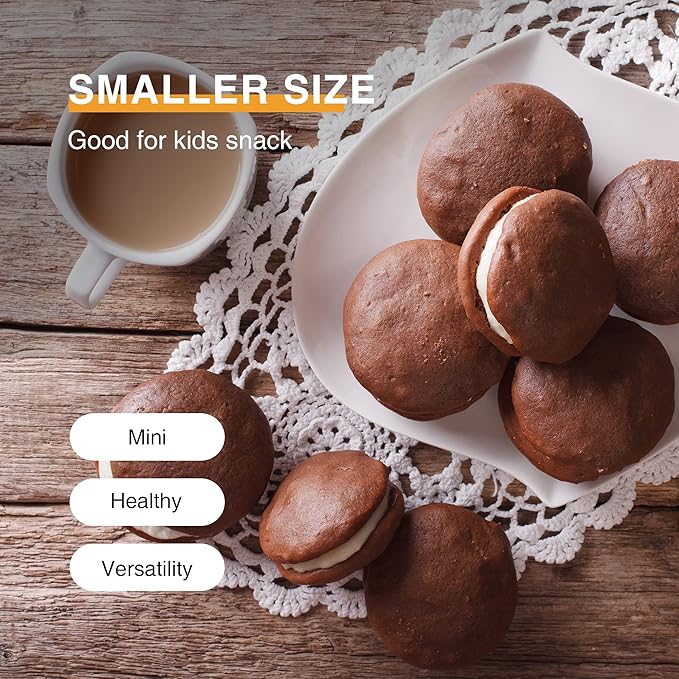 HONGBAKE Mini Muffin Top Pan for Baking, Premium 12 Cavity Small Whoopie Pie Pan, Nonstick Yorkshire Pudding Pan for Pansuffin, Moon Pie, Cookies, Dishwasher Safe and Easy to Clean