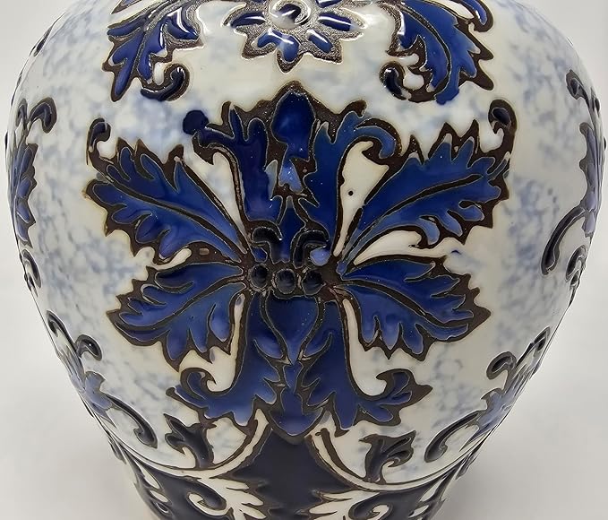 Festcool Blue and White Ceramic Flower Ginger Leaf Lid Jar Vase, Sugar Canister, Sugar Container, Tea Container, Hand-crafted Jingdezhen China