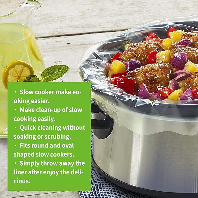 ECOOPTS Slow Cooker Liners Disposable Cooking Bags Small Size Pot Liners Fit 1QT to 3QT Suitable for Oval & Round Pot (20)