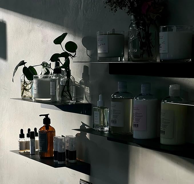 DIY CARTEL Linear Floating Shelf - Forged Raw Blackened Steel - Industrial Heavy Duty Metal Wall Mounted Modern Rustic Shelf - Made in The USA (30-inch x 8-inch Black)